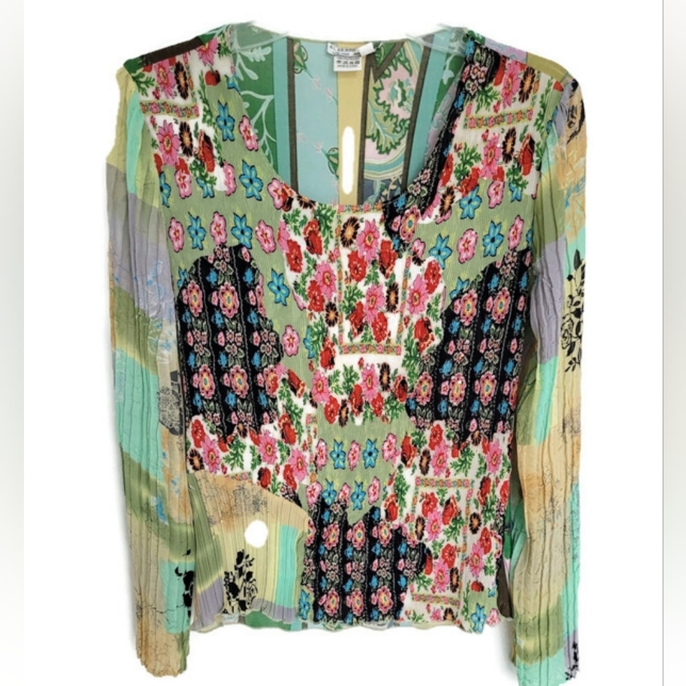 Alberto Makali Accordian Style Long Sleeve Goddess Blouse, Size M